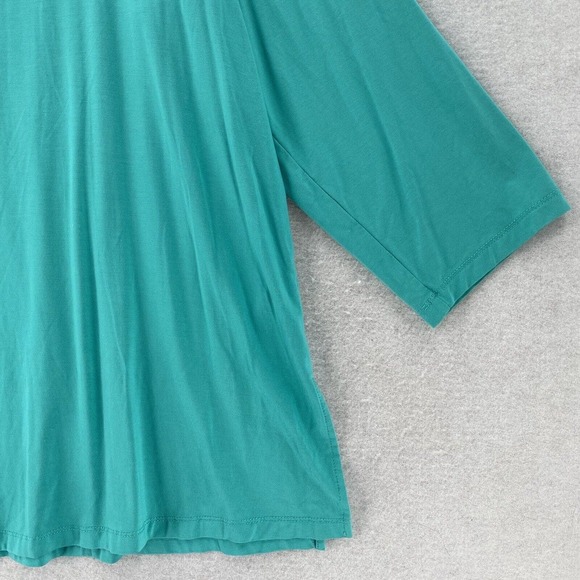 Susan Graver Tunic Top Women 1X Green Weekend Essentials Stretchy 3/4 Sleeve - Picture 4 of 9